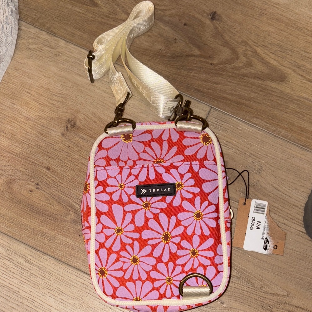 Thread Floral Crossbody Bag - Red and Pink